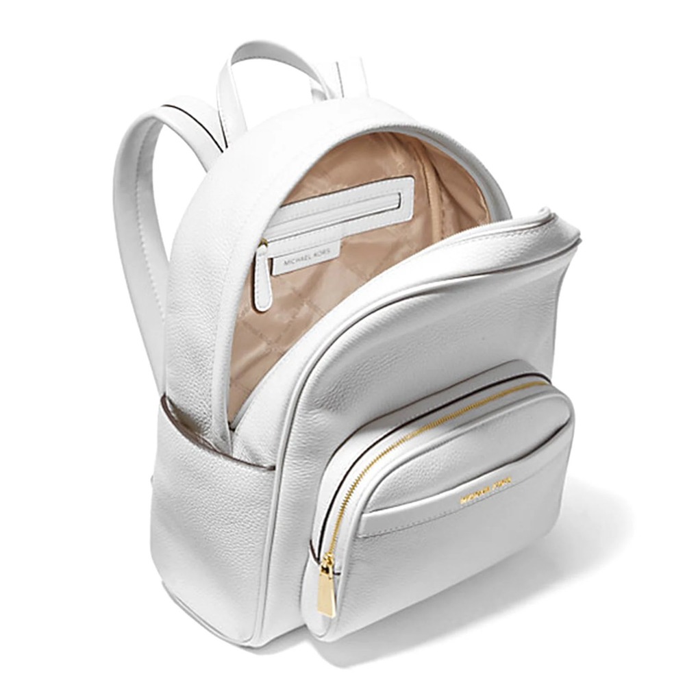 Michael Kors Bex Medium Pebbled Leather Backpack Optic White Leather Travel - Picture 1 of 16
